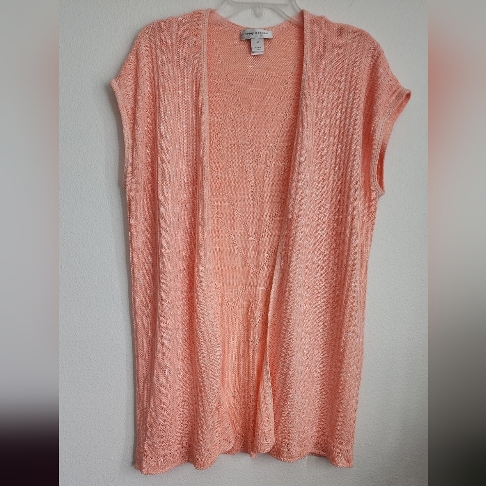 Christopher & Banks Sleeveless Open Cardigan Peach/Salmon Color Sz XL